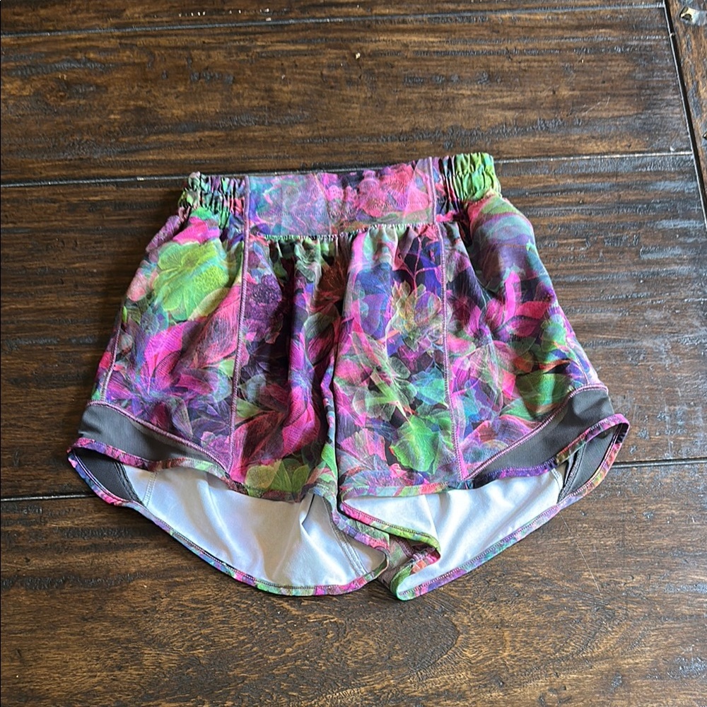 Lululemon Athletica Pink and Green Athletic Shorts 4 inch